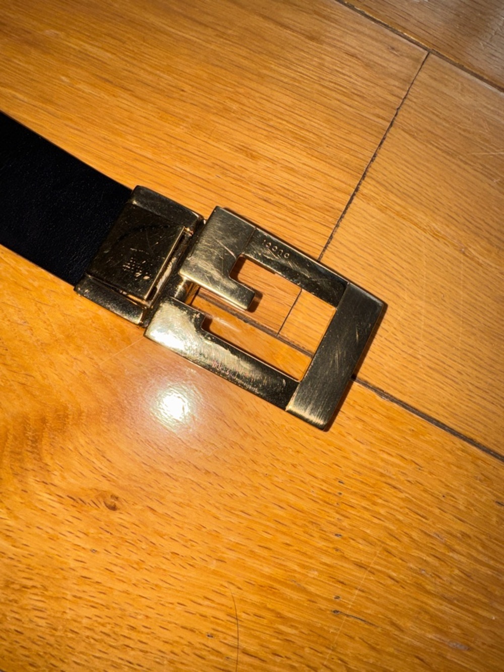 Gucci Black Leather Belt with Gold Hardware